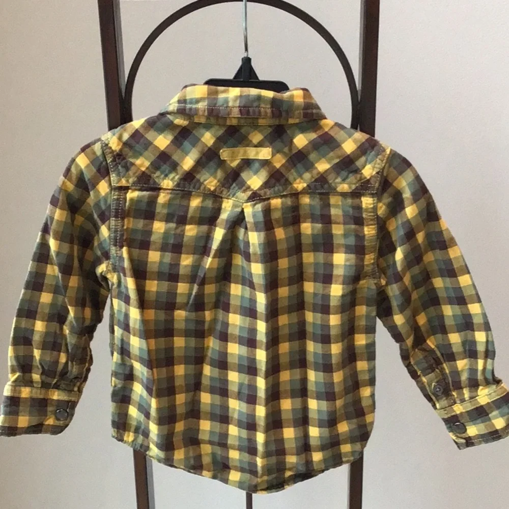 Stella McCartney Western Button Down Shirt‎ Snaps Plaid Cotton Thicker